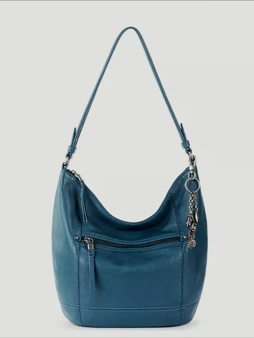 The Sak Teal Sequoia Leather Hobo Shoulder Fall Bag with Charms